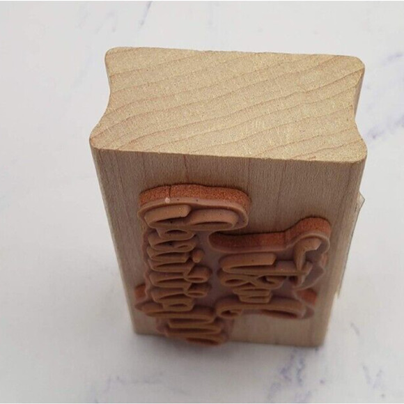 Just Married Elegant Script American Crafts Wood Mounted Rubber Stamp - Picture 3 of 7